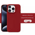 Red leather flannel iPhone case with precise camera cutouts, slim fit design.