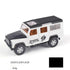 White and black toy SUV car with off-road design, plastic material, orange interior.