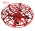 Red metallic drone toy with cage-style propeller guard, spherical design, compact size