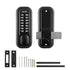 Black and silver mechanical keypad door lock set with accessories, stainless steel finish