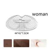 Ergonomic brown cushion for women with contour design, soft material, and dimensions 44x41x7.5cm.