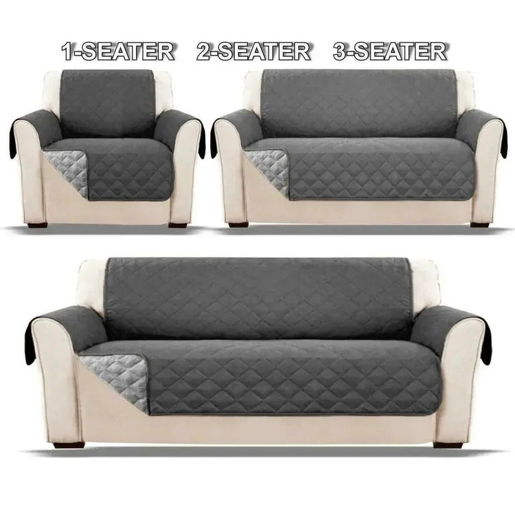 Quilted gray sofa covers in 1-seater, 2-seater, and 3-seater sizes, modern and protective fit.