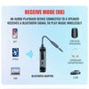 Black Bluetooth audio adapter for wireless music playback with phones, tablets, laptops, speakers, headphones, and cars