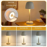 Modern desk lamp with matte white finish, slim design, three adjustable light modes