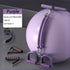 Purple exercise ball set with resistance bands, grips, and door latch on gray background