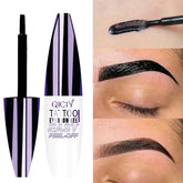 Peel-off eyebrow gel for bold, defined brows, showing application and finished look.