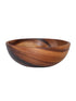 Round wooden bowl with natural brown grain, smooth finish, minimalist style