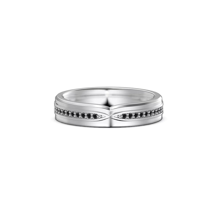 FYBIOD 10K 14K 18K gold white gold couple wedding band with black zircon inlay and customizable size