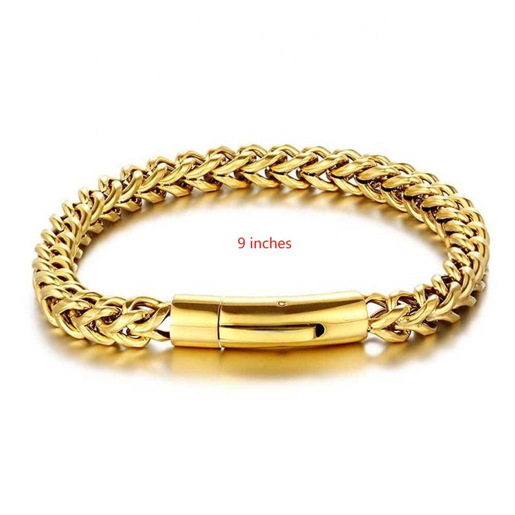18K pure gold 9-inch bracelet with simple stylish buckle, unisex high-end jewelry gift