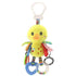 Soft yellow plush duck baby toy with colorful textured wings and hanging teether rings