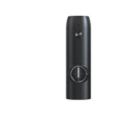 sleek black portable electric grinder with matte finish and transparent chamber