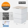 White foldable 18L trash bin with induction opening, charging feature, 31x25x25cm, modern design.