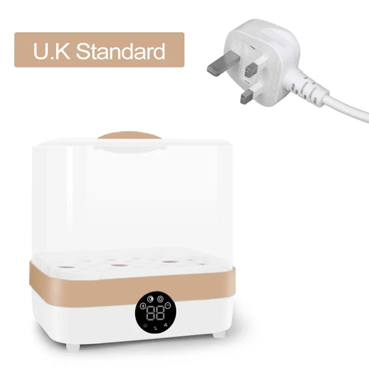 White and beige UK standard electric incubator with LCD digital display and plug