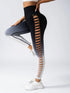 High-waisted gradient leggings with crisscross side cutouts, fitted sporty style