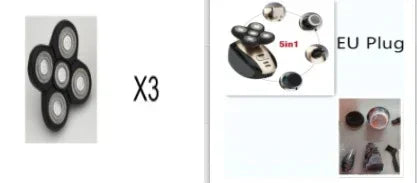 5-in-1 electric grooming kit with interchangeable rotary blade heads and EU plug