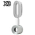 Modern white pet grooming brush with ergonomic handle and fine bristles, set of three.