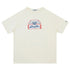 Cream short sleeve cotton t-shirt with graphic print on chest, relaxed streetwear fit