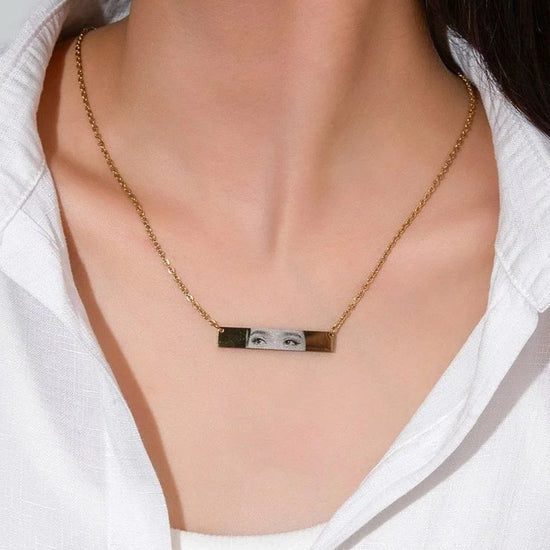 Custom Photo Eye Necklace - Personalized Engraved Stainless Steel Jewelry