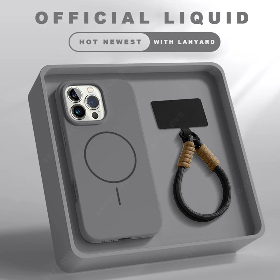 Magnetic Phone Case with Detachable Lanyard Strap