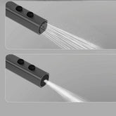 Adjustable gray metal shower head with two spray modes, fine mist and focused stream