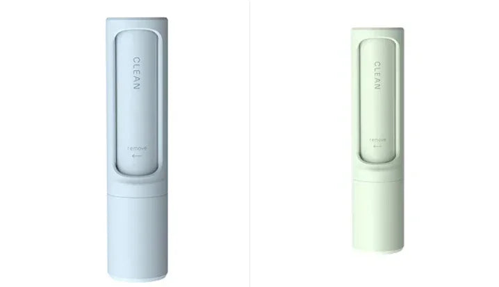 Minimalist white and light grey portable cleaning gadget with sleek, modern design