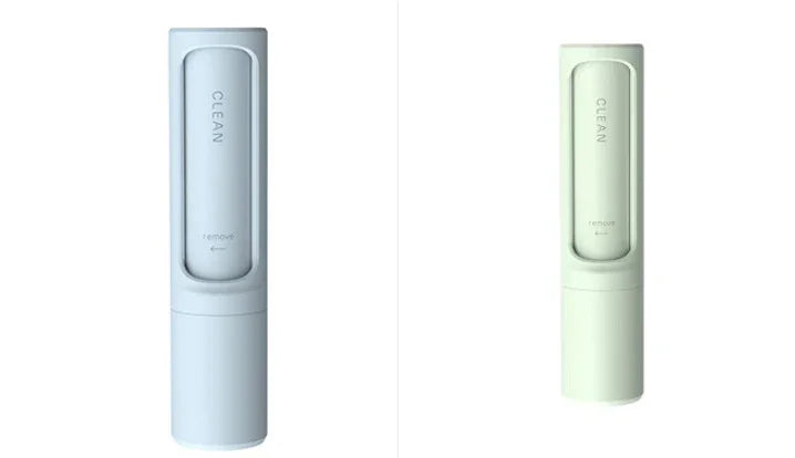Minimalist white and light grey portable cleaning gadget with sleek, modern design
