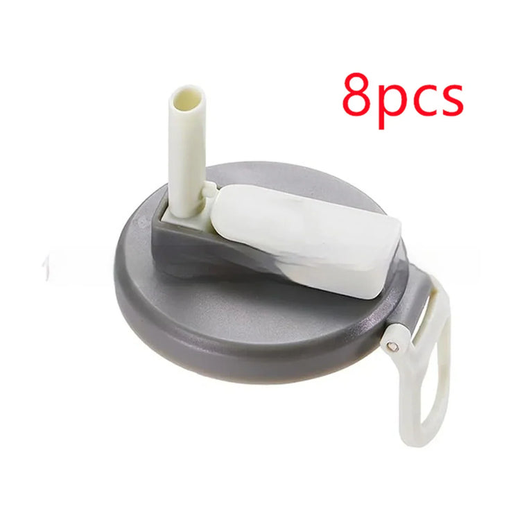 Gray and white plastic flip straw lid for water bottle, pack of 8, modern design