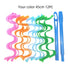 Colorful wavy plastic hair curlers set with blue styling tools, four colors, 45cm length.