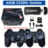 Wireless black game controllers with ergonomic design, USB game stick, and 64GB memory card