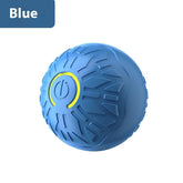 Blue textured silicone tech accessory ball with power button design and yellow accents