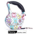 Retractable dog leash with pastel floral print and ergonomic black handle