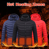 Heated jacket coat with USB electric heating, lightweight cotton, removable hood, and thermal insulation for men in winter