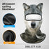 Wolf-print cycling balaclava with ice silk and thermal velvet material, full face cover.
