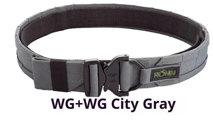 Tactical utility belt in city gray color with sturdy buckle, adjustable fit, and durable fabric