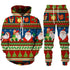 Festive Christmas hoodie and joggers set with Santa, gift boxes, and holiday patterns, relaxed fit