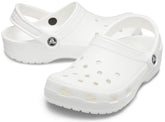 White Crocs Unisex-Adult Classic Clogs with adjustable heel strap and ventilation holes