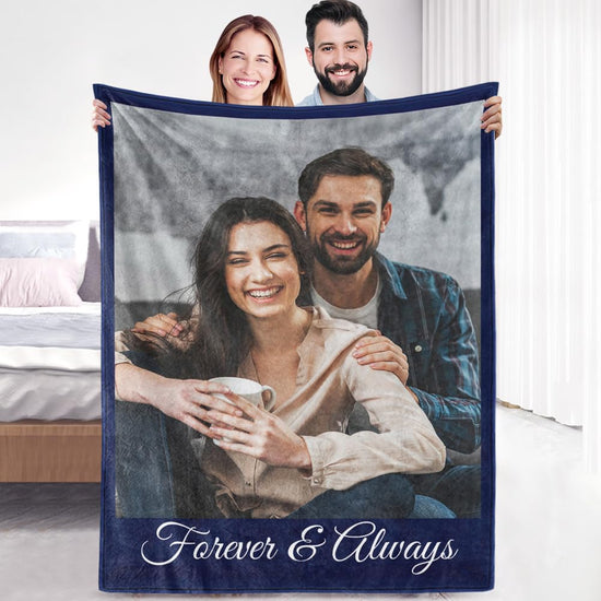 Sherpa Fleece Custom Photo Blanket - Personalized Picture Blanket Gift
