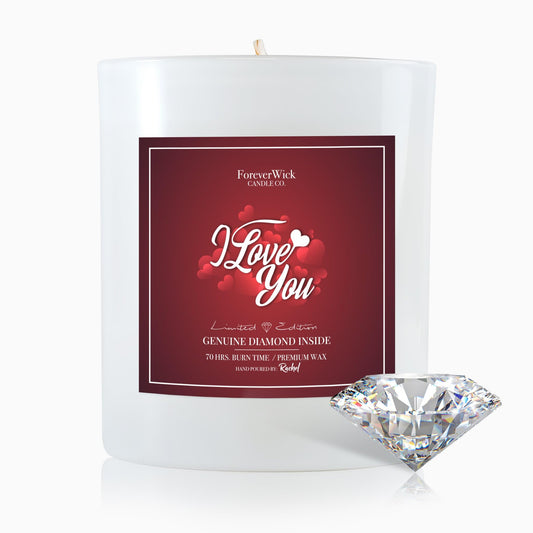 I Love You Surprise Candle with Diamond Inside | Foreverwick Candles | Scented Soy Candles Gifts for Women Anniversary Candle Wax | Romance Candles All-Natural Organic Soy Candle 14oz | 70h
