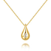 14K gold teardrop pendant necklace for women with cubic zirconia sparkle on delicate chain