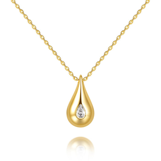 14K Gold Necklaces for Women Gold Pendant Necklaces for Women Trendy with Cubic Zirconia Delicacy and Grace Everyday Simple Teardrop Necklace for Womens