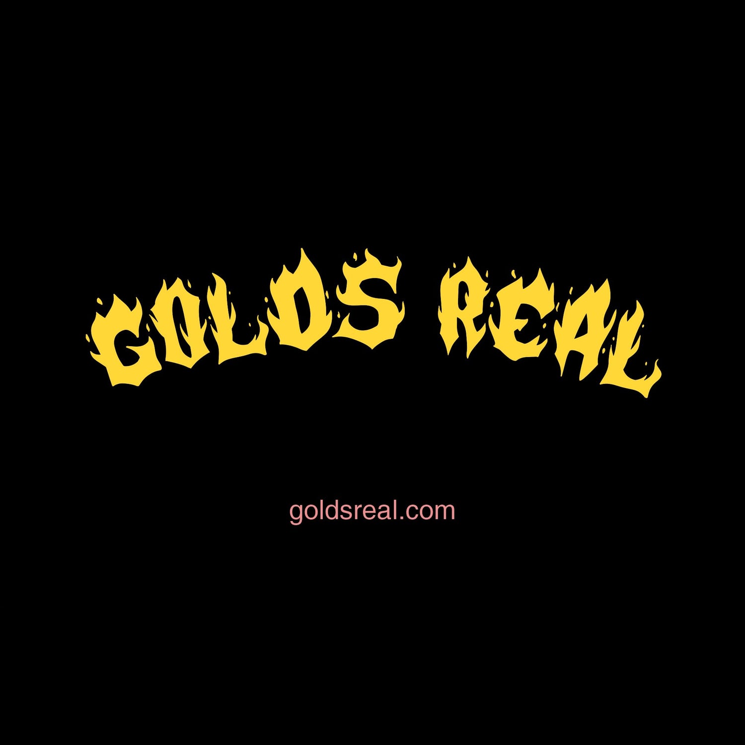 Golds Real logo in yellow flame-style font on black background