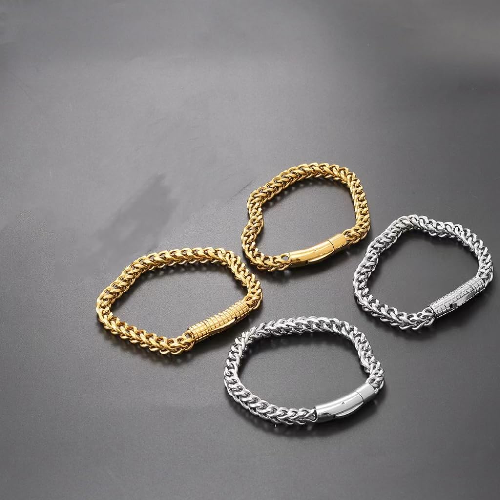 18K pure gold bracelet with simple chain design, unisex fashion jewelry gift for Valentine&