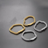 18K pure gold bracelet with simple chain design, unisex fashion jewelry gift for Valentine&