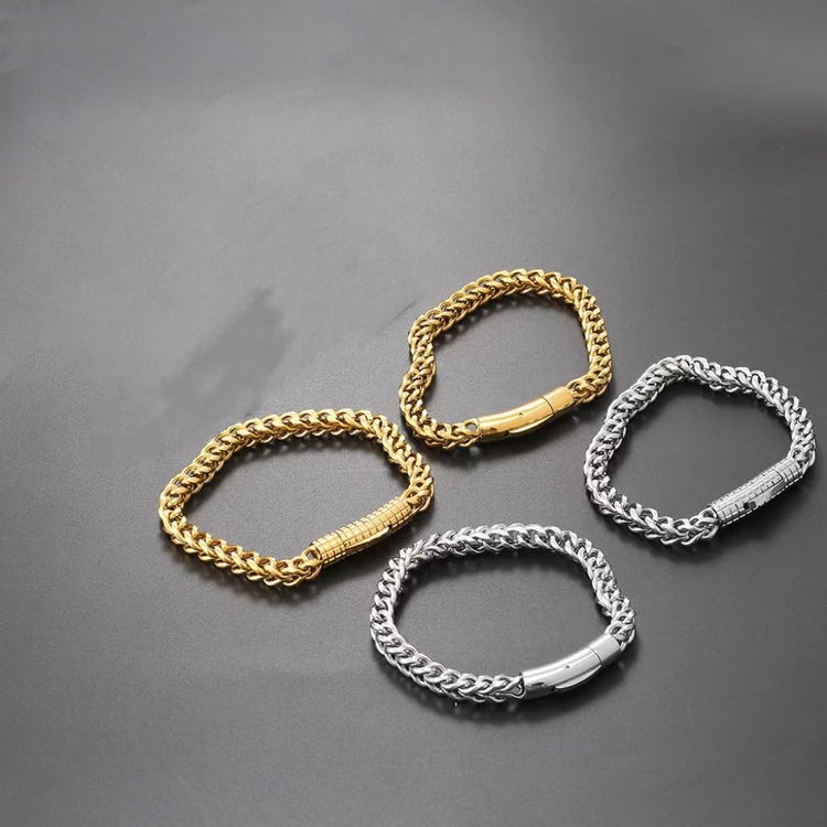 18K pure gold bracelet with simple chain design, unisex fashion jewelry gift for Valentine&