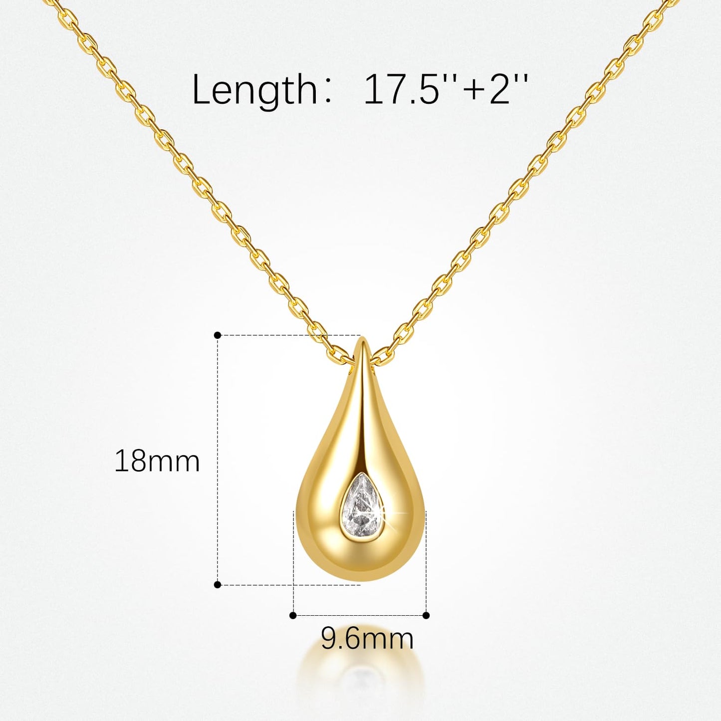 14K Gold Necklaces for Women Gold Pendant Necklaces for Women Trendy with Cubic Zirconia Delicacy and Grace Everyday Simple Teardrop Necklace for Womens
