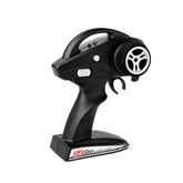 Black 2.4GHz wireless RC car remote control with ergonomic grip and silver wheel