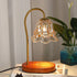 Vintage-inspired glass tulip table lamp with gold metal stem and wooden base, modern decor