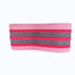 Wide pink and black striped knit headband with ribbed texture and stretchy fabric.