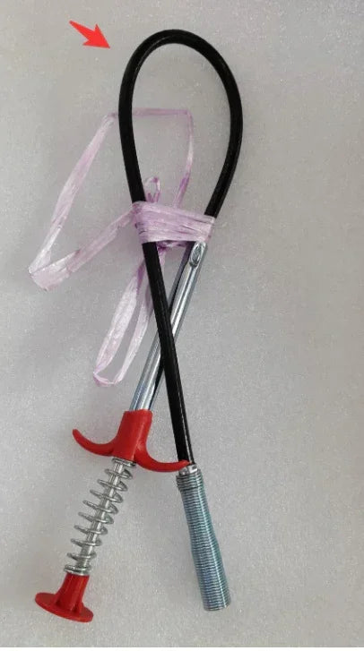 Futuristic streetwear accessory featuring a black looped cord with metallic and red accents.
