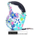 Colorful floral-patterned plastic retractable dog leash with ergonomic black handle